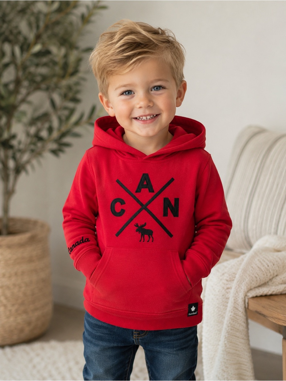 3T Canada Red Kids Hoodie Sweatshirt